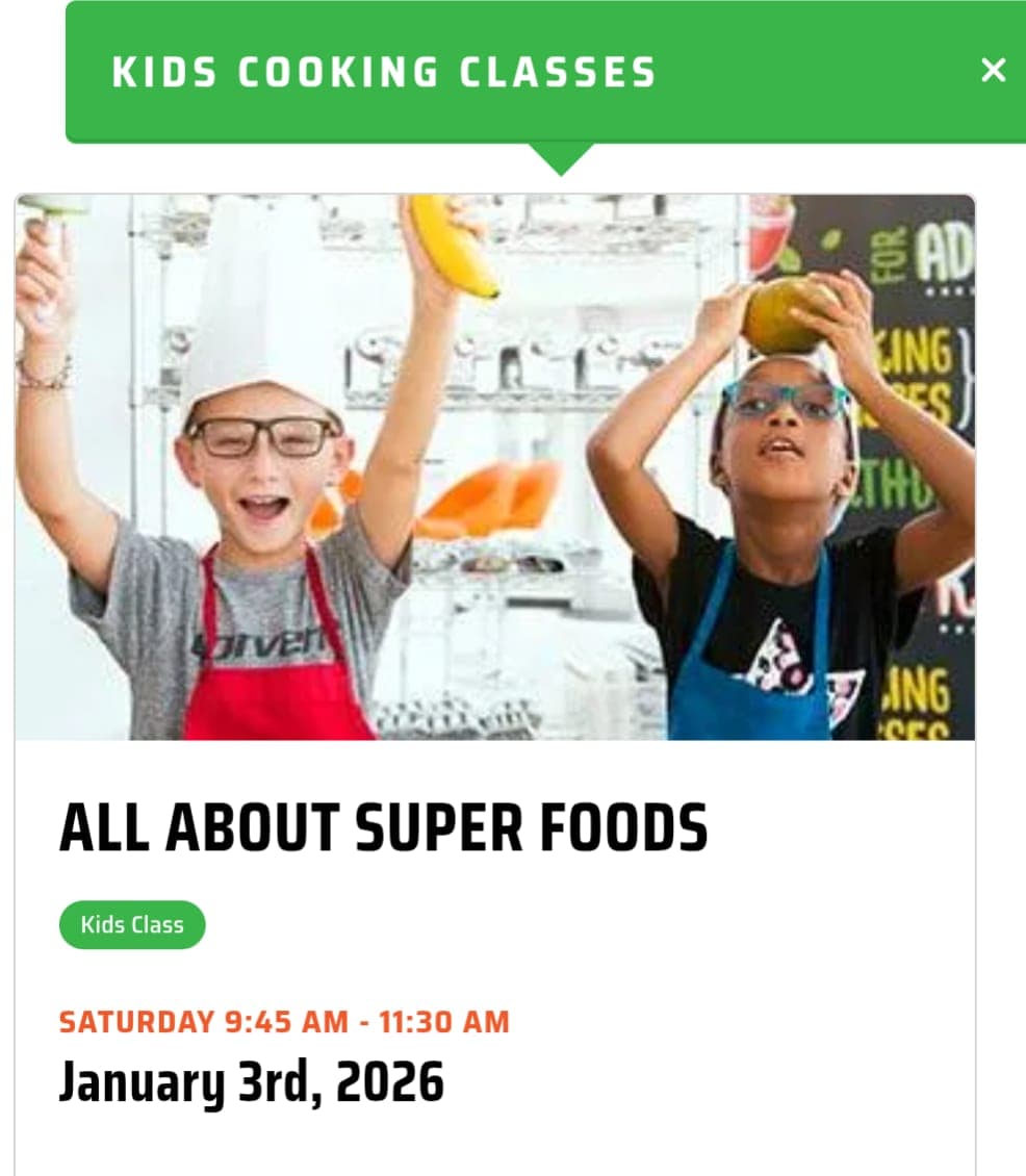 ALL ABOUT SUPER FOODS - Kids Cooking Class