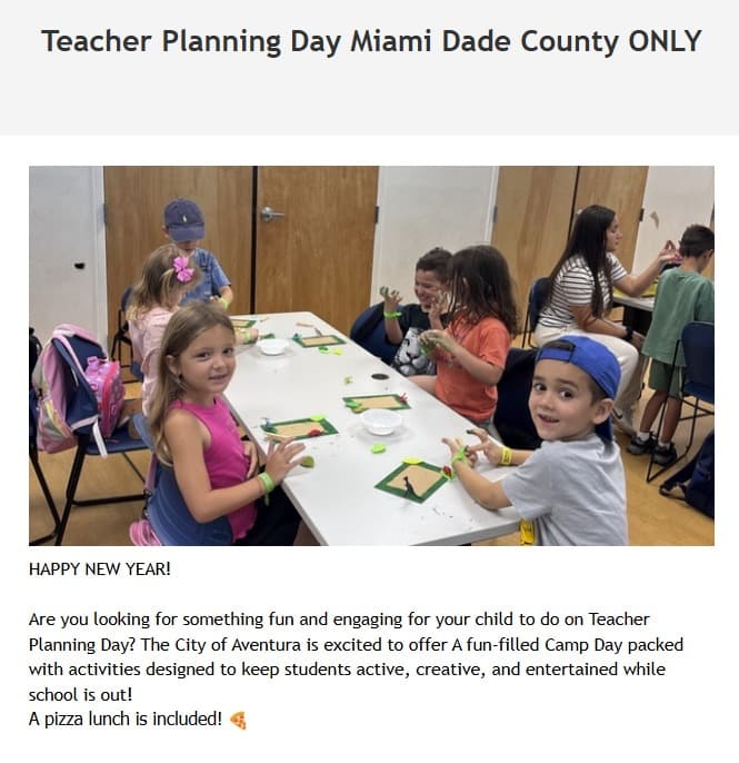 Teacher Planning Day Camp