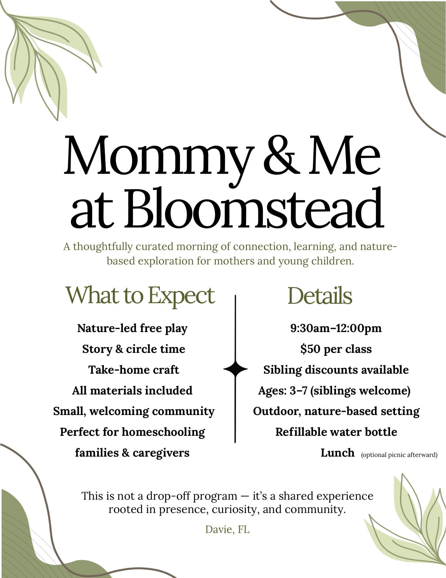 Mommy & Me Nature Learning Mornings at Bloomstead