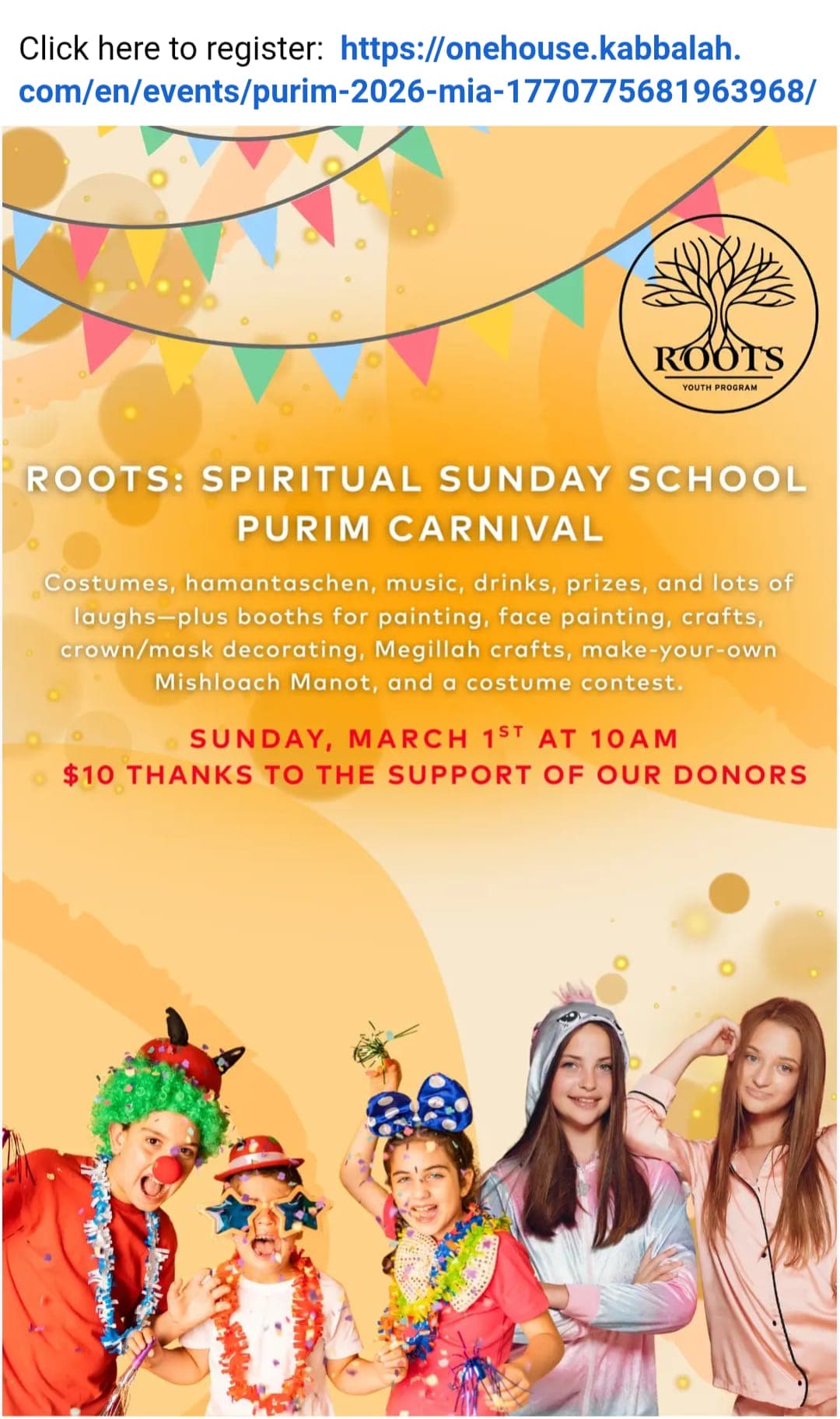 ROOTS: Spiritual Sunday School Purim Carnival