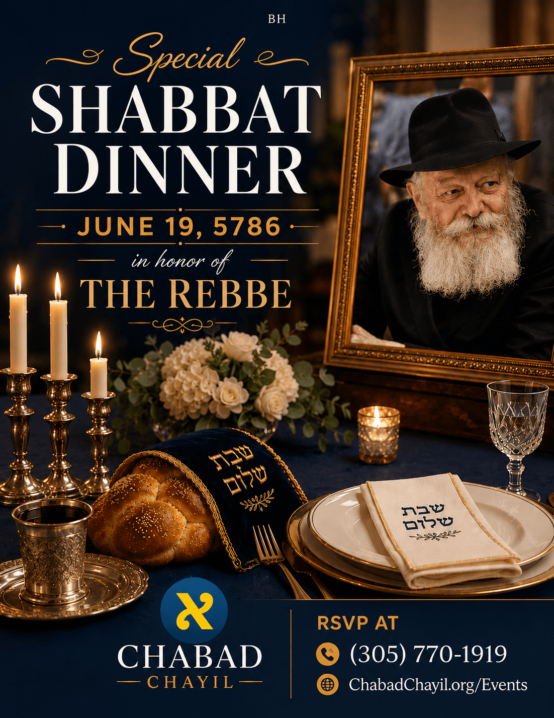 Shabbat Dinner Farbrengen honoring The Rebbe