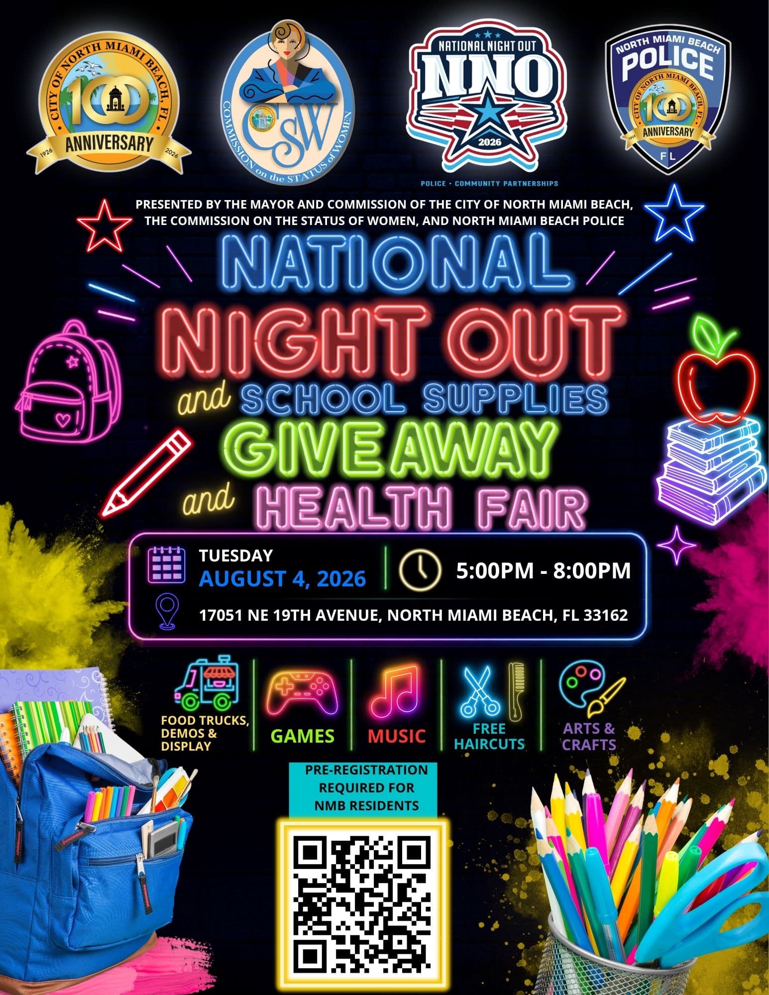National Night Out and School Supplies Give Away and Health Fair