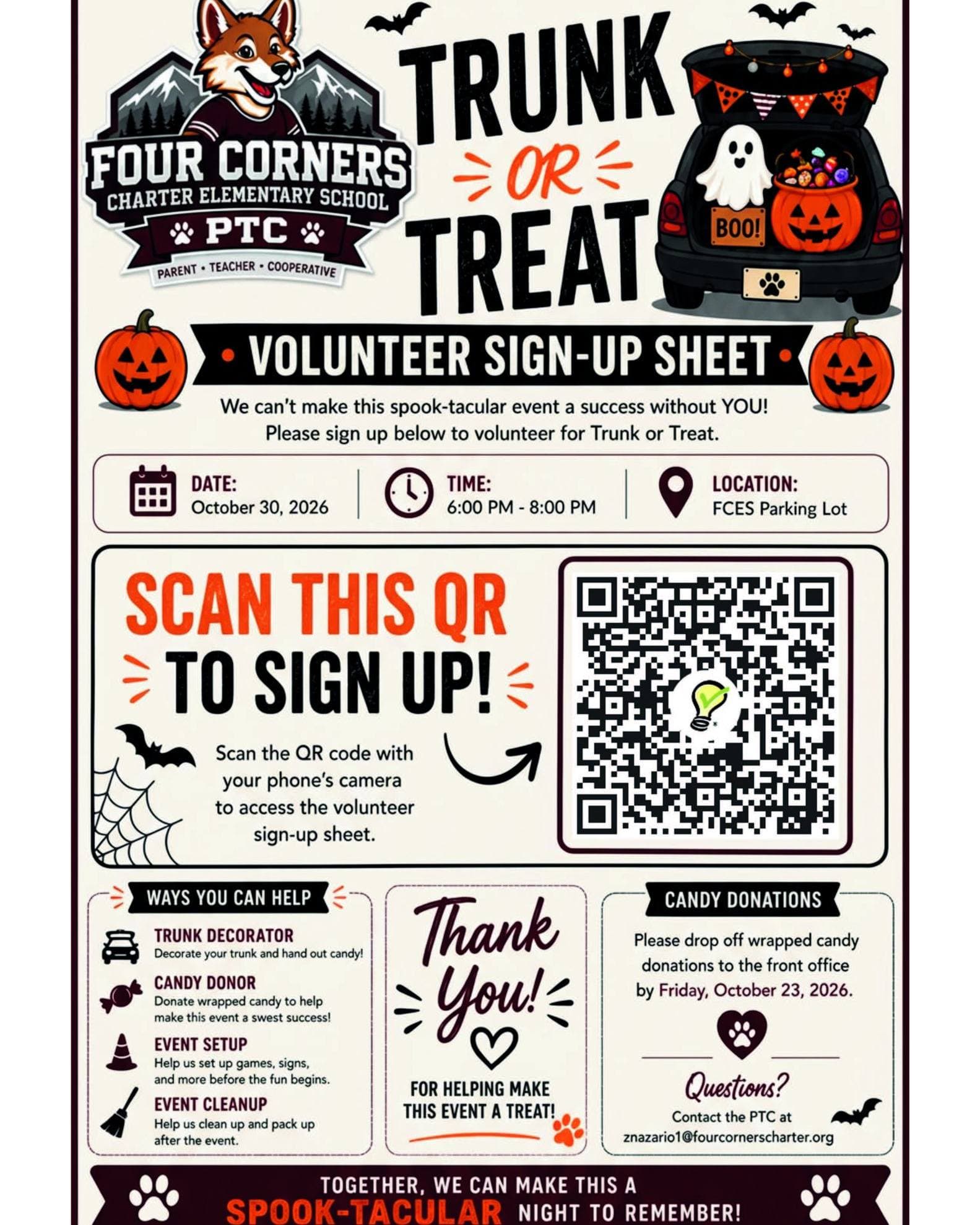 Trunk or Treat Volunteer Sign-Up