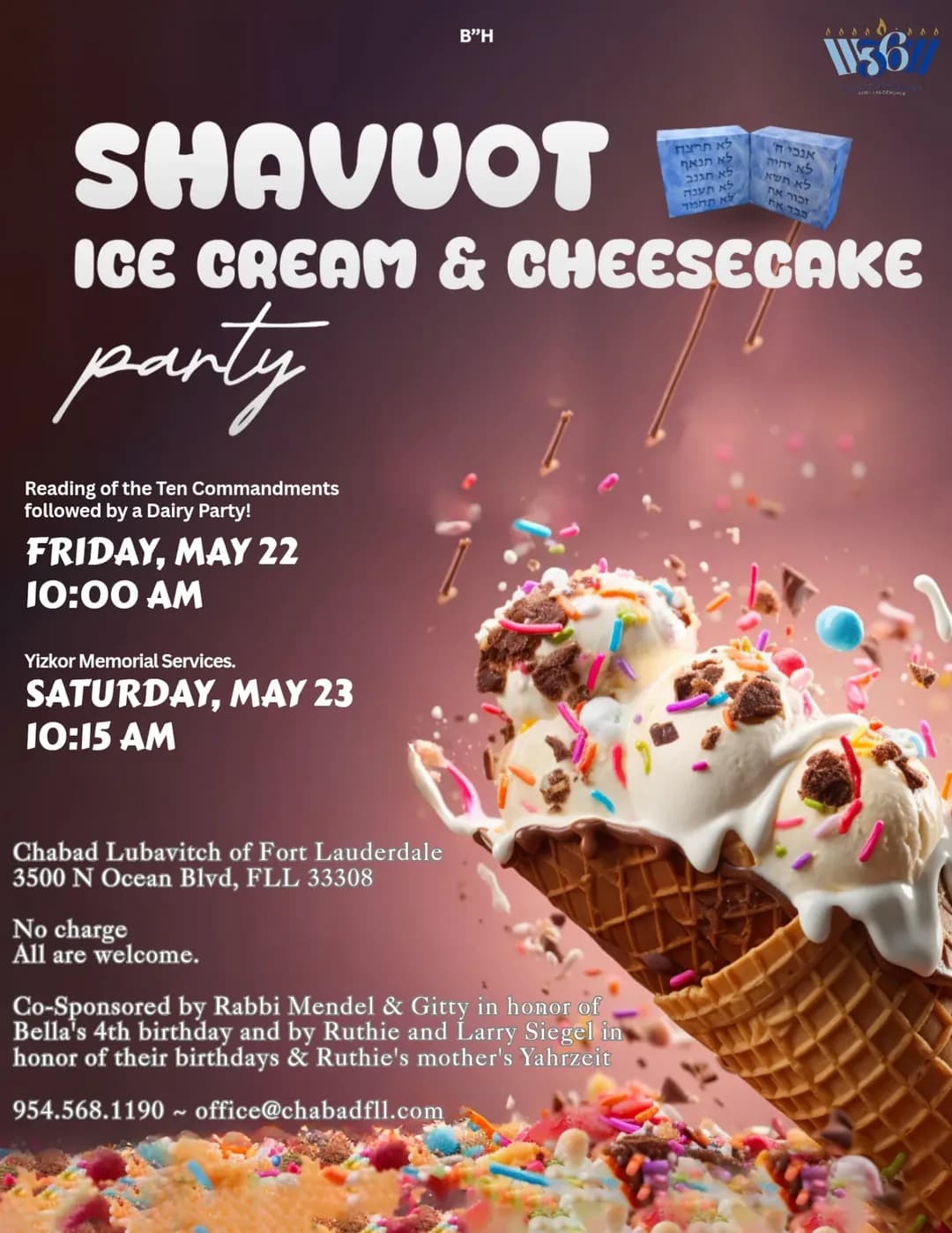 Shavuot Ice Cream & Cheesecake Party