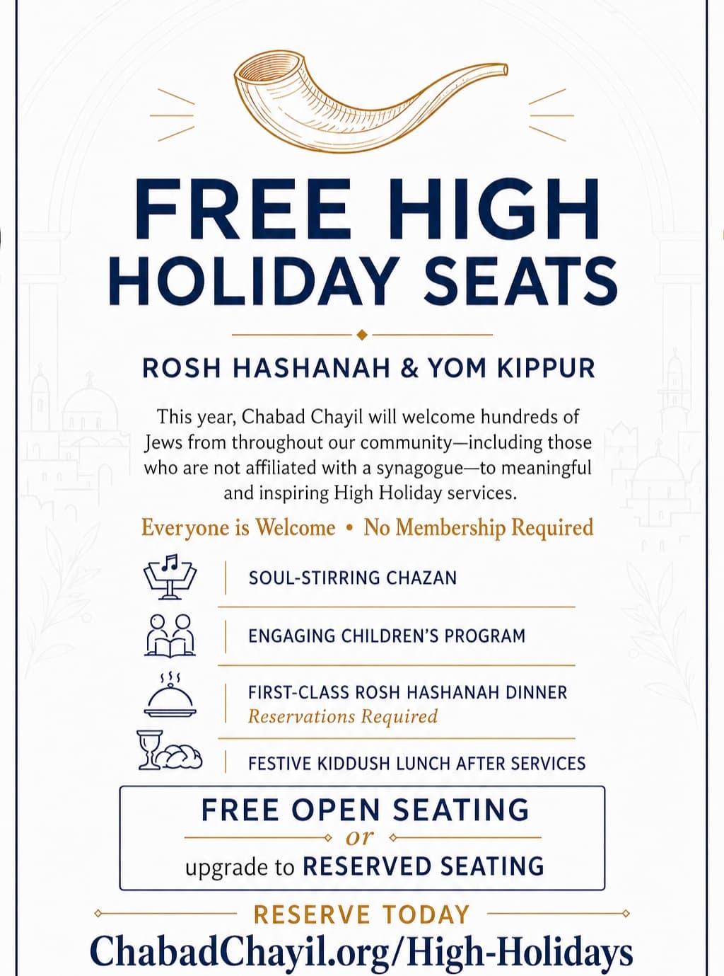 Free High Holiday Seats - Rosh Hashanah & Yom Kippur