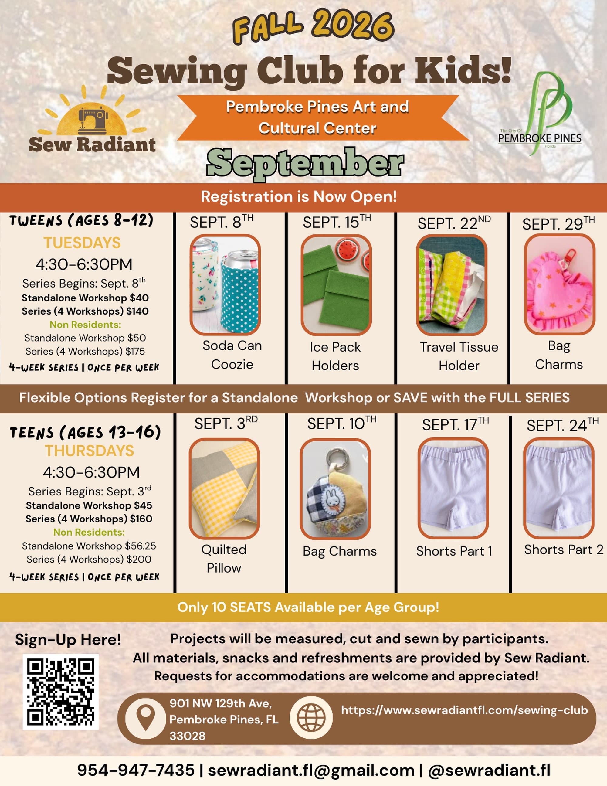Fall Sewing Club for Tweens and Teens