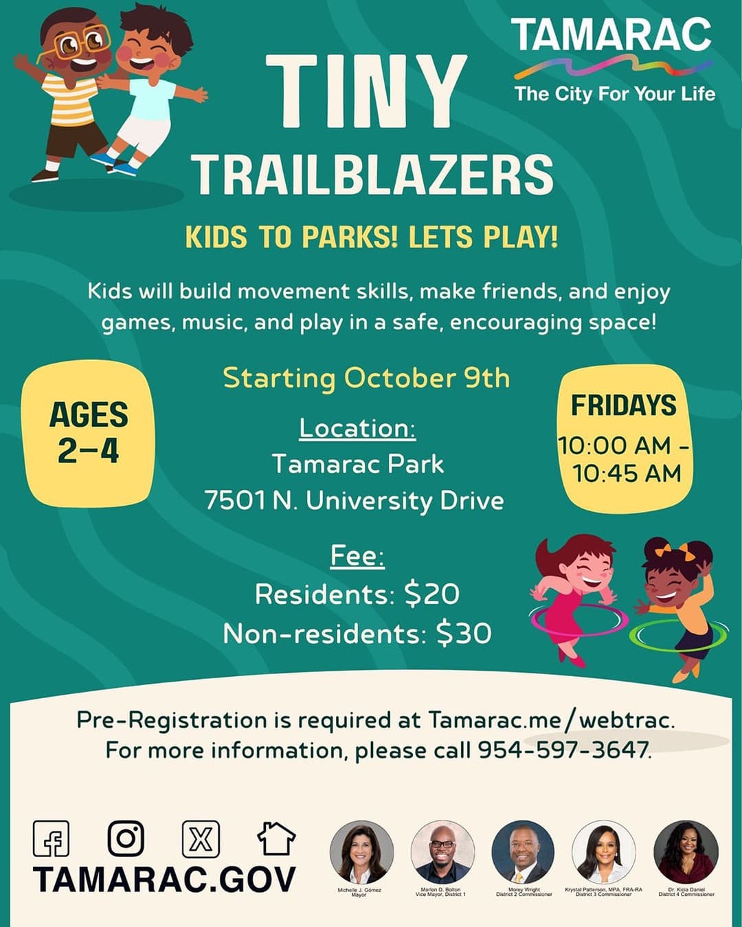 Toddlers and preschoolers can play and move at Tamarac Park