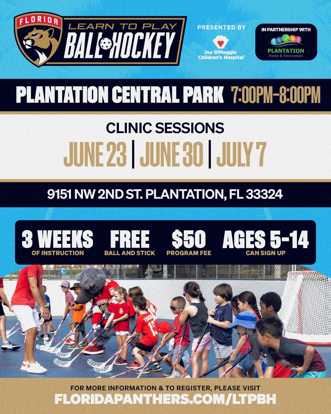 Florida Panthers Learn to Play Ball Hockey
