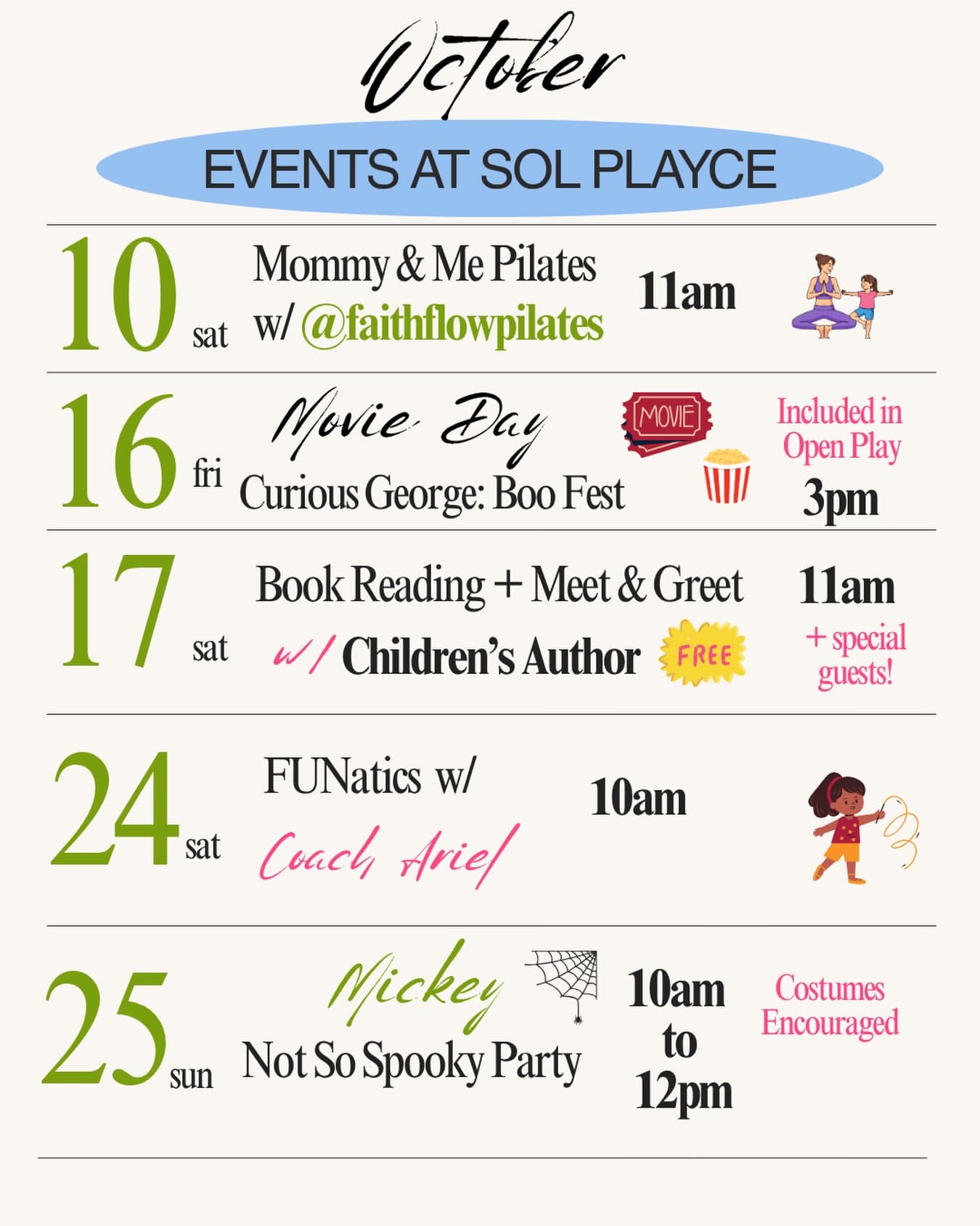 October Events at Sol Playce