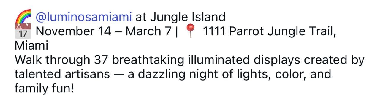 Luminosa Miami at Jungle Island