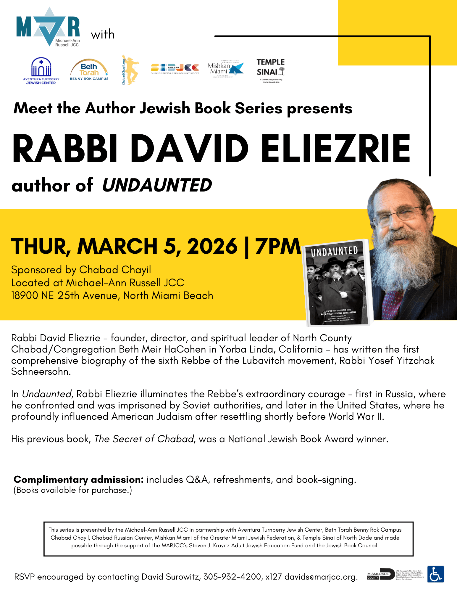 Meet the Author Jewish Book Series presents Rabbi David Eliezrie